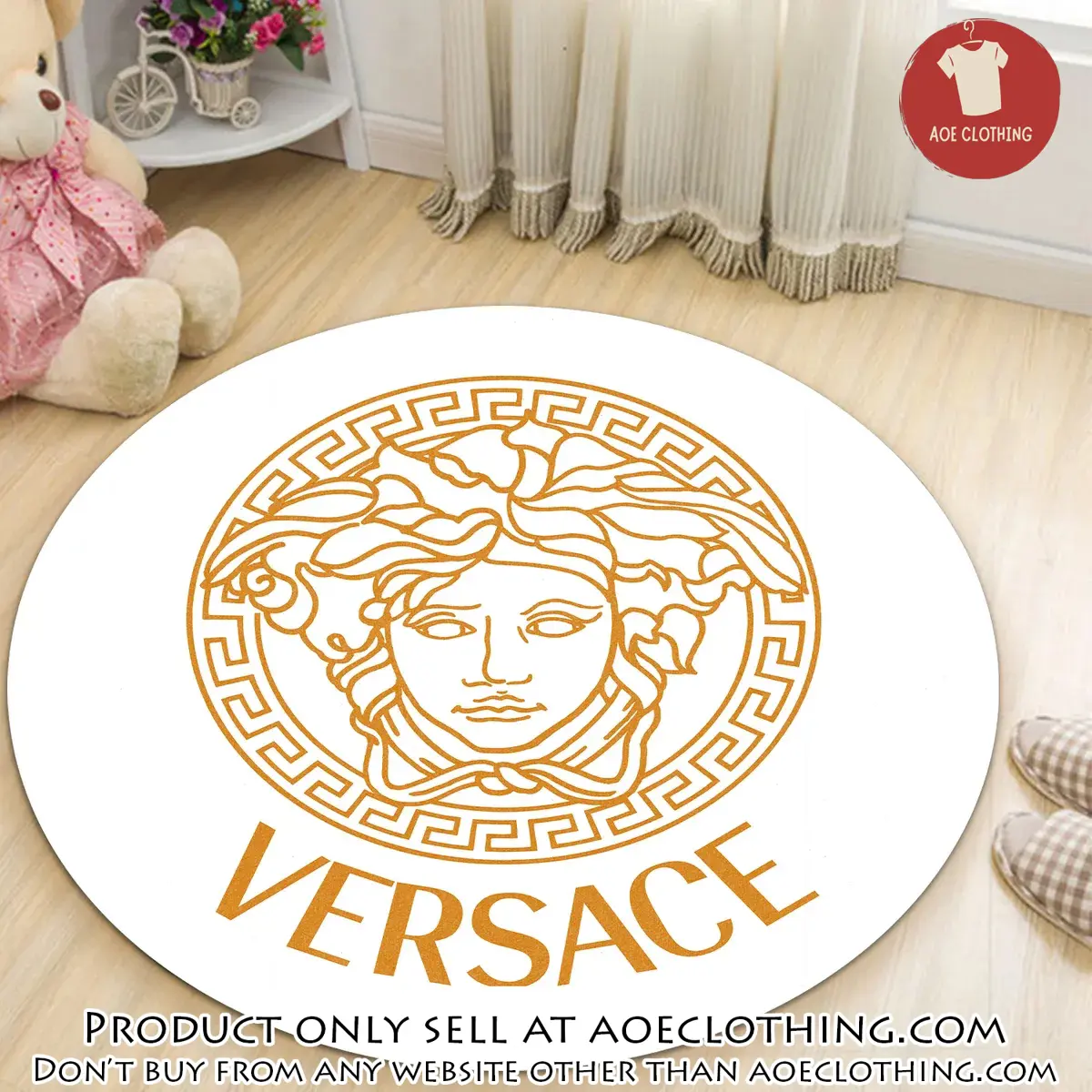 Versace medusa white luxury brand round rug carpet home decor aoe1511934